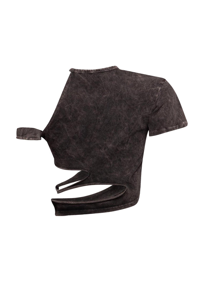 Cutout detailed washed t shirt - Muvin 