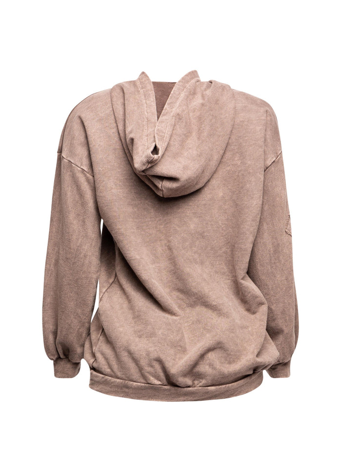 Washed hooded tunic with cross patches - Muvin 