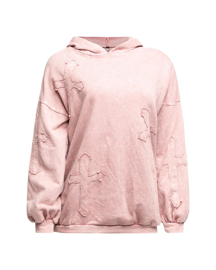 Washed hooded tunic with cross patches - Muvin 