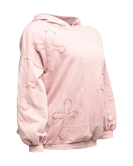 Washed hooded tunic with cross patches - Muvin 
