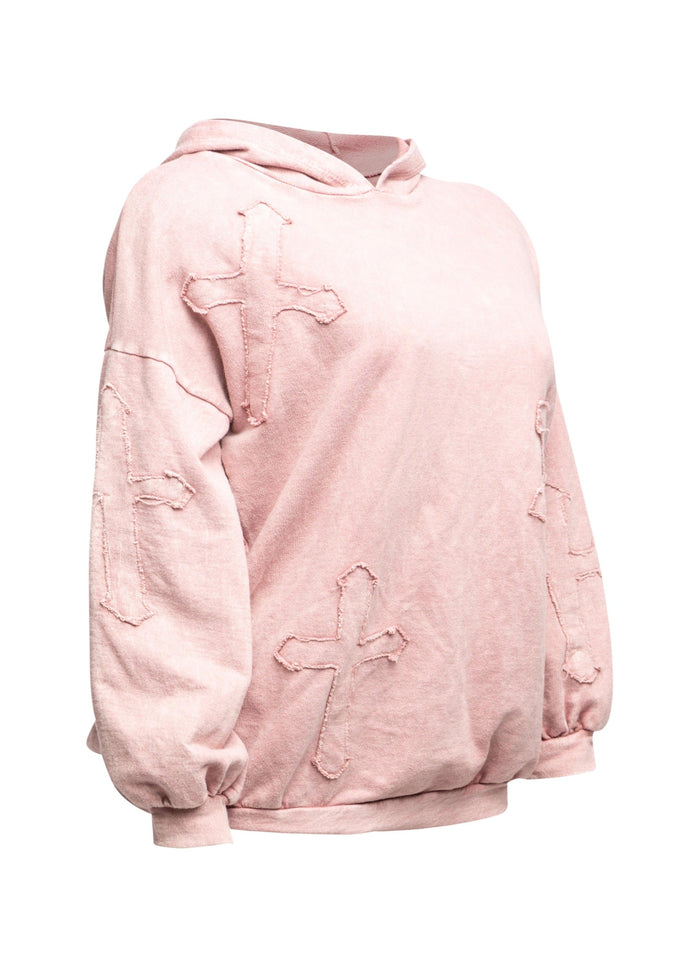 Washed hooded tunic with cross patches - Muvin 