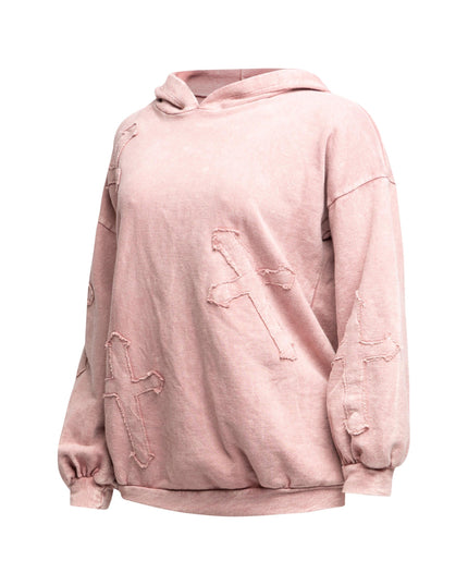 Washed hooded tunic with cross patches - Muvin 