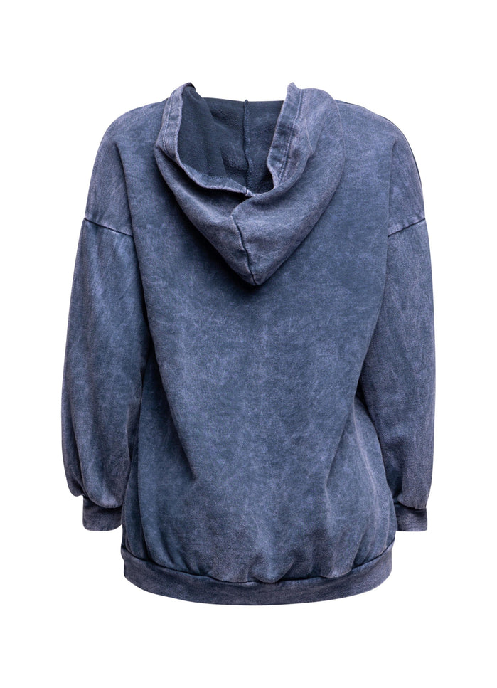 Washed hooded tunic with cross patches - Muvin 
