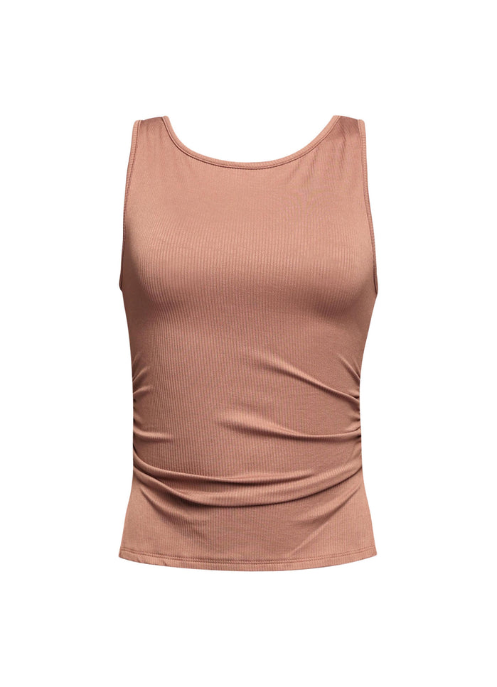 Sleeveless boat neck rib top - Muvin 