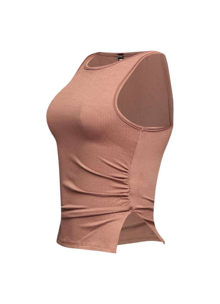 Sleeveless boat neck rib top - Muvin 