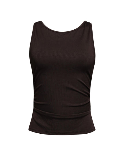 Sleeveless boat neck rib top - Muvin 