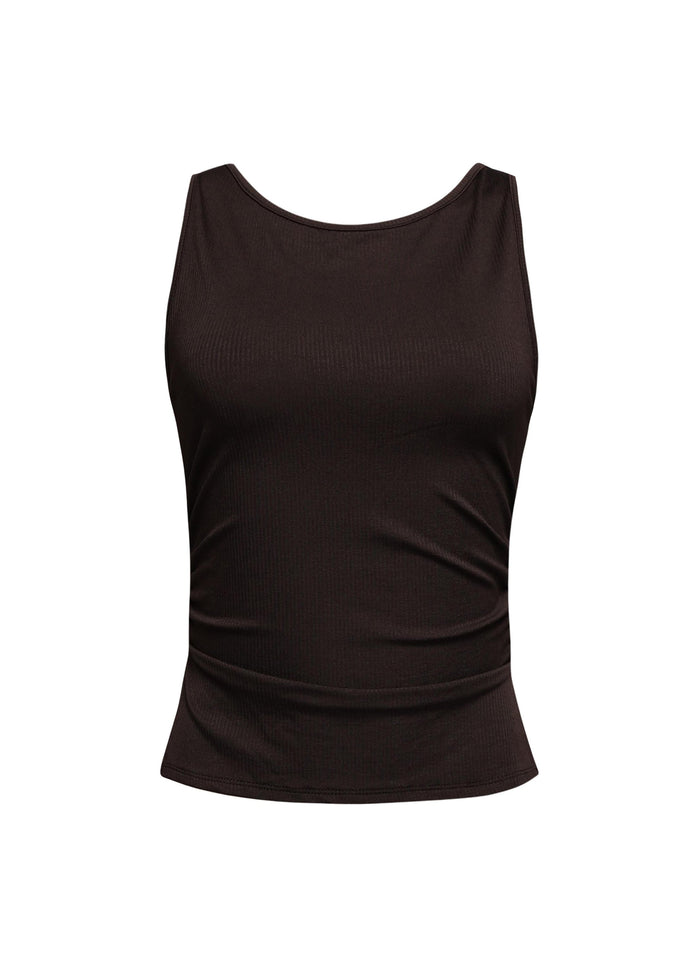 Sleeveless boat neck rib top - Muvin 