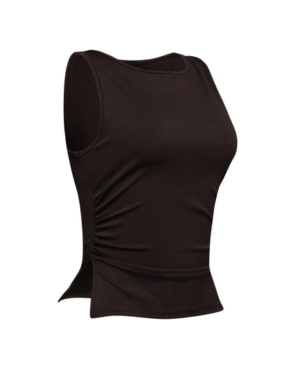 Sleeveless boat neck rib top - Muvin 
