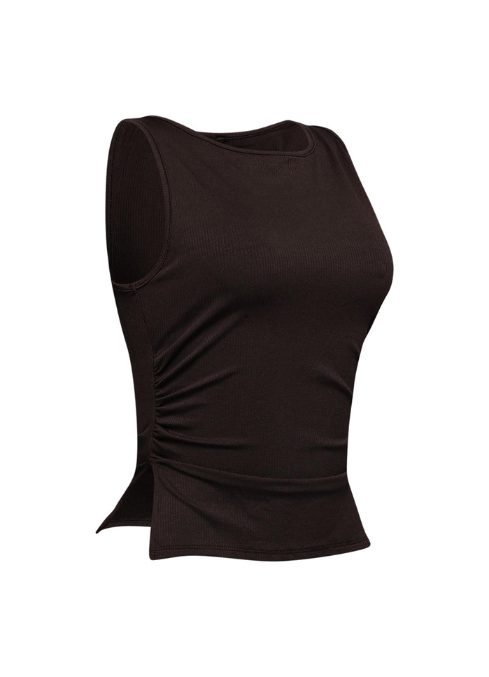 Sleeveless boat neck rib top - Muvin 
