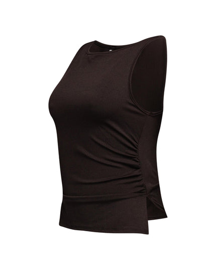 Sleeveless boat neck rib top - Muvin 