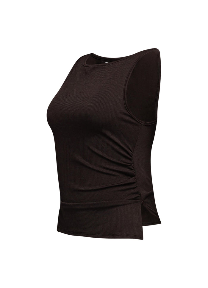 Sleeveless boat neck rib top - Muvin 