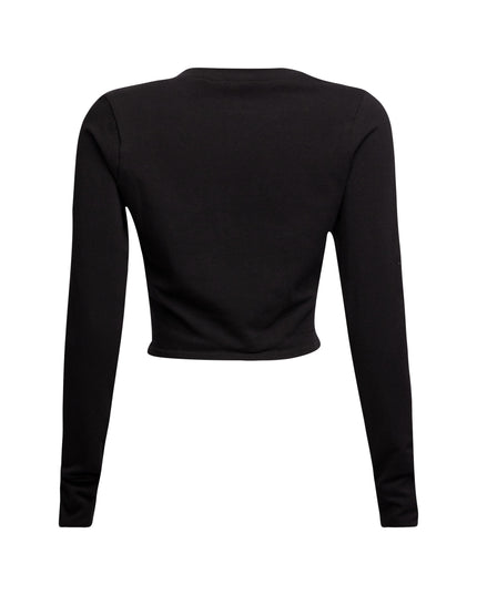 Back view of Bogomore olive green cropped top showcasing its solid color design