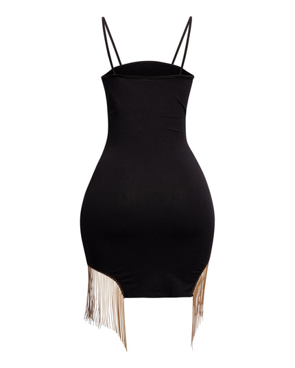 Back view of black ‘Bogomore’ bodysuit showcasing slim fit design.