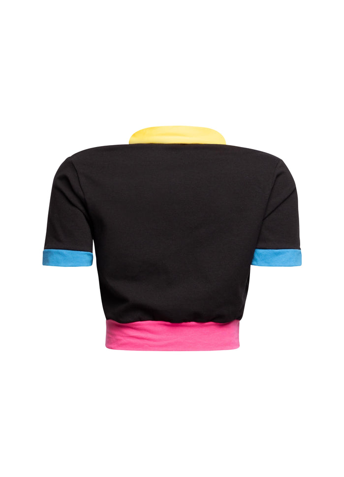 Bee Kind Color Block Polo Crop Top - Muvin 