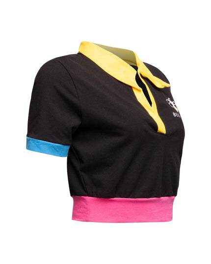 Bee Kind Color Block Polo Crop Top - Muvin 