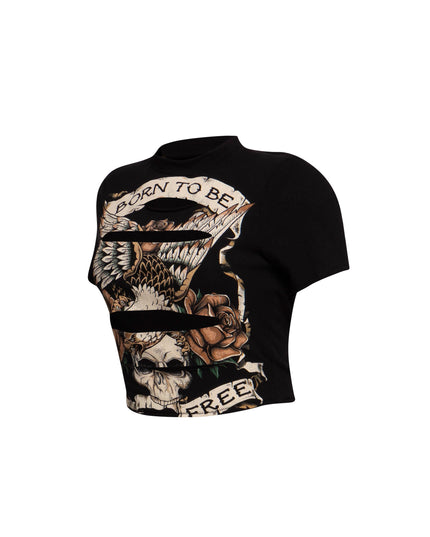 Right side view of Bogomore Freedom Eagle Tee in [color], displaying side seam and partial eagle and skull design.