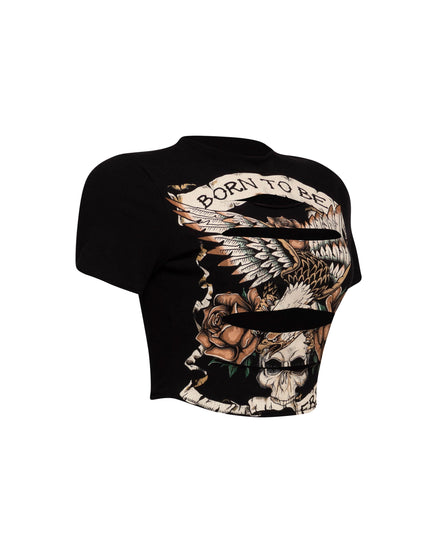 Left side view of Bogomore Freedom Eagle Tee in [color], highlighting side seam and part of graphic print