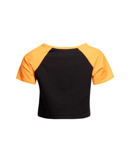 Two-toned ‘Self Love’ cropped t-shirt back view.
