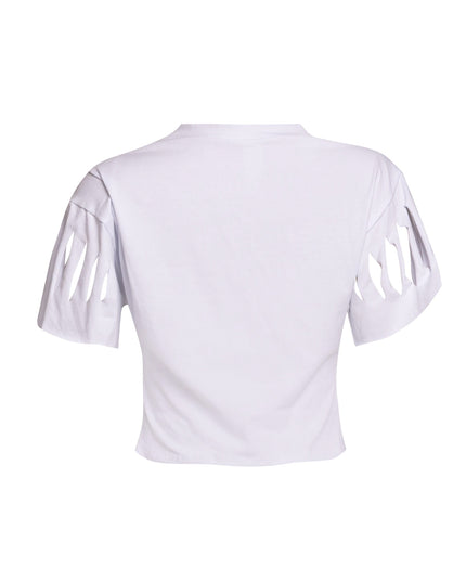 Back view of White Bogomore Spine Tee showcasing its classic and smooth back design