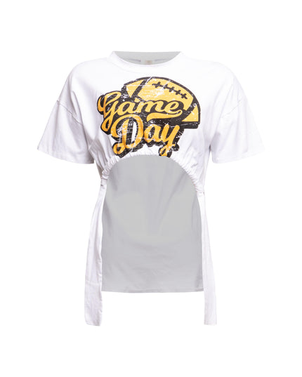 Game Day Graphic Ruched Tie Tee - Muvin 