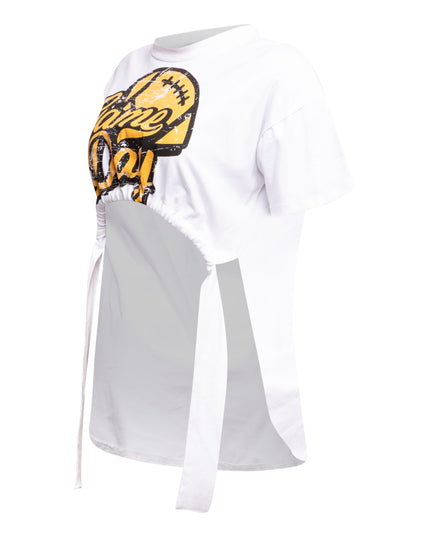 Game Day Graphic Ruched Tie Tee - Muvin 