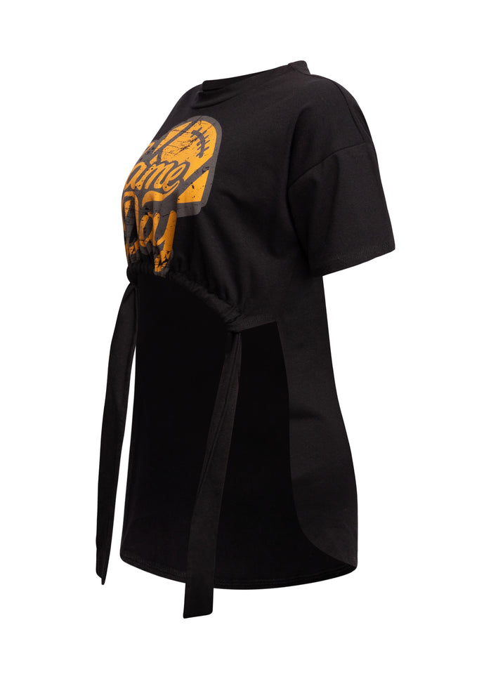 Game Day Graphic Ruched Tie Tee - Muvin 