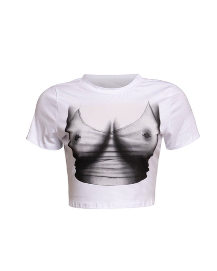 White Bogomore Illusion Tee with 3D torso print - front view.