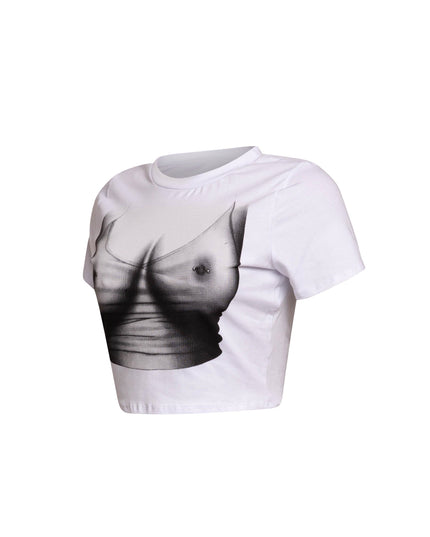 White Bogomore Illusion Tee with side torso contour - right side view