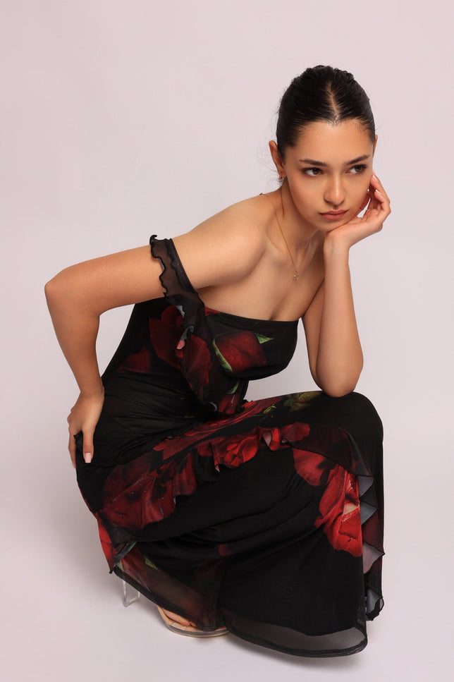 Lovestruck Bloom Ruffle Maxi Dress. - Muvin 
