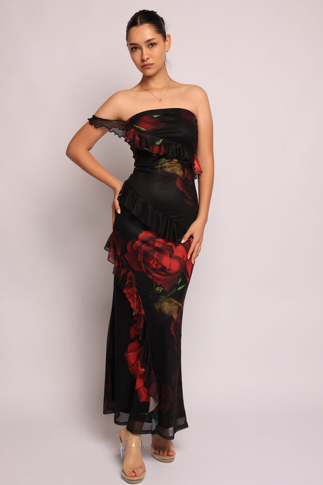 Lovestruck Bloom Ruffle Maxi Dress. - Muvin 
