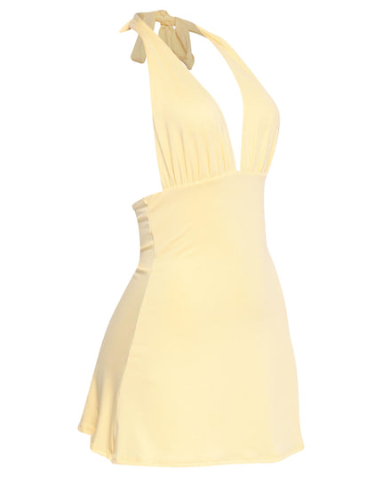 Light yellow sunny-day dress for beach outfits or tropical getaways

