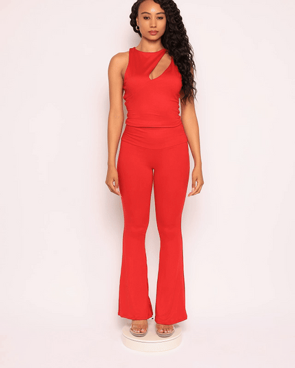 Twist Play Cut-Out Top & Flare Pants Set. - Muvin 