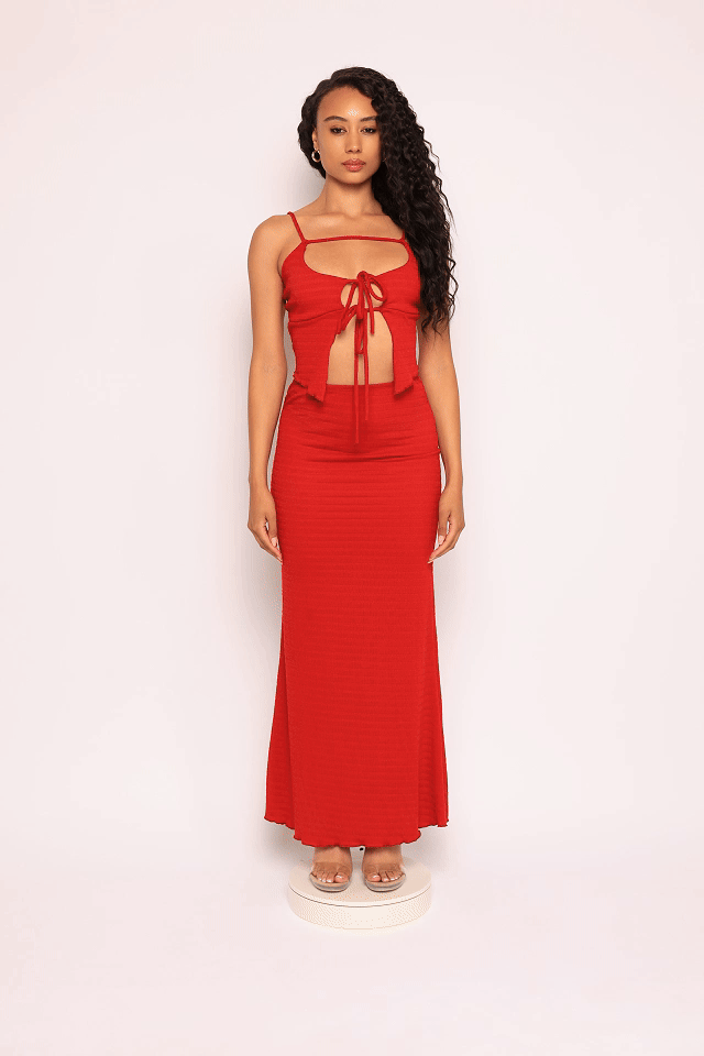 Crave Control Smocked Tie Top & Maxi Skirt Set - Muvin 