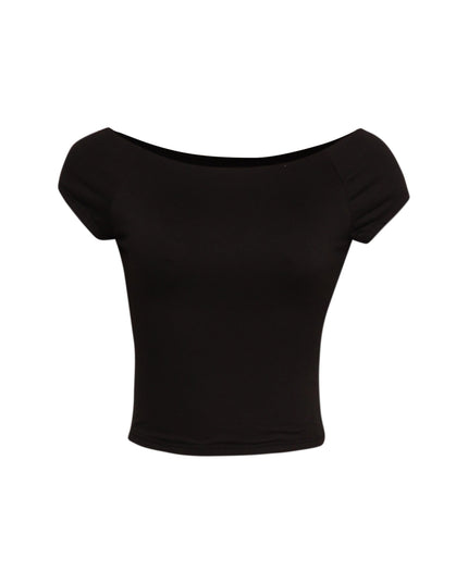 Cap Sleeve Black Top - Muvin 