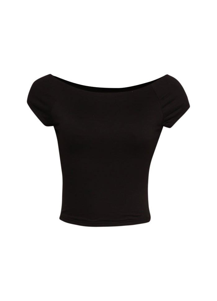 Cap Sleeve Black Top - Muvin 