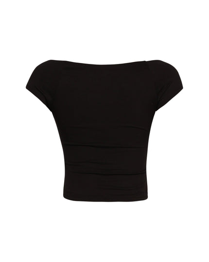 Cap Sleeve Black Top - Muvin 