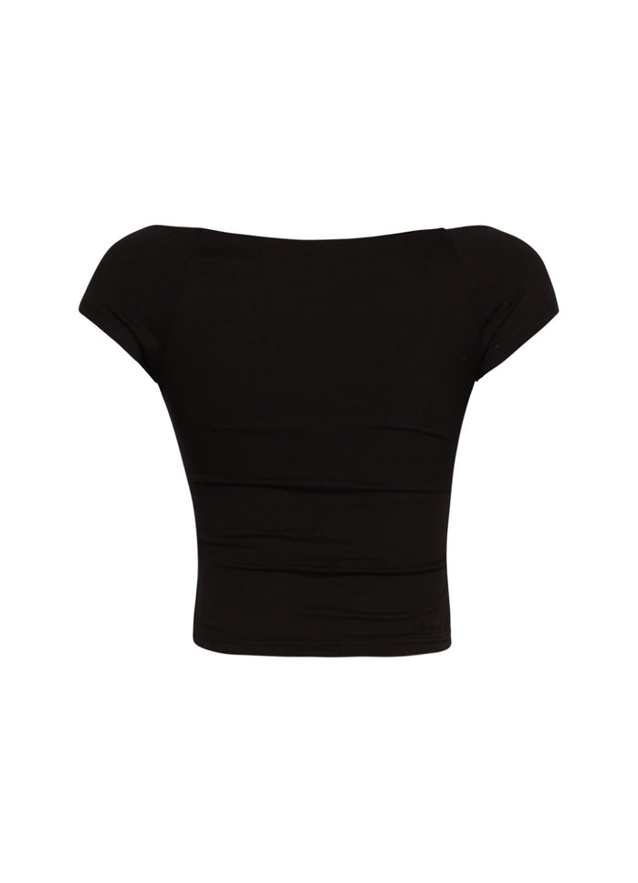 Cap Sleeve Black Top - Muvin 