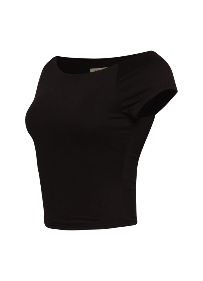 Cap Sleeve Black Top - Muvin 
