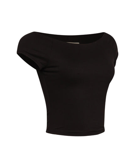 Cap Sleeve Black Top - Muvin 