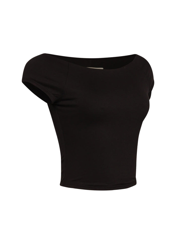 Cap Sleeve Black Top - Muvin 