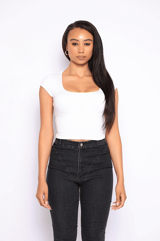 Squared neck cap sleeve top - Muvin 
