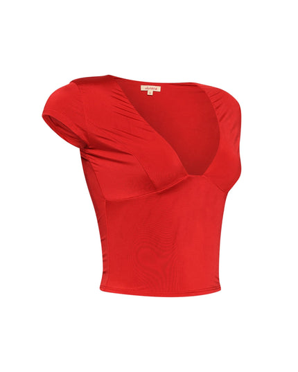 Cap sleeve V neck top - Muvin 