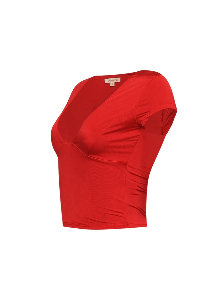Cap sleeve V neck top - Muvin 