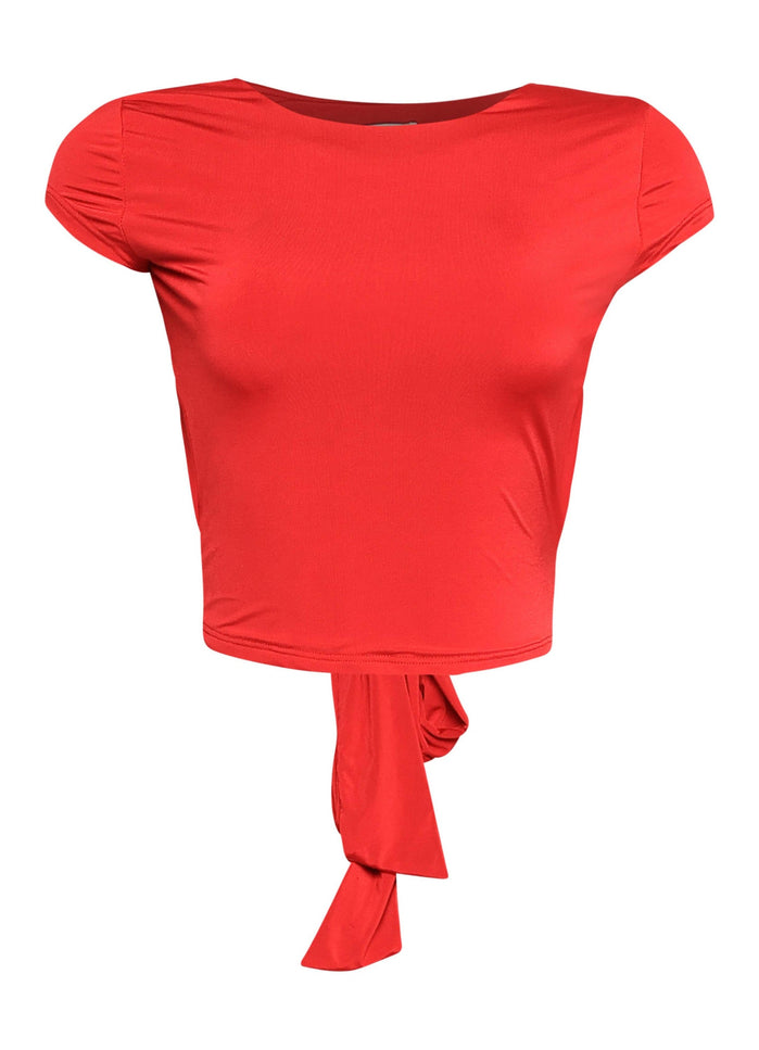 Open and tied back cap sleeve top - Muvin 