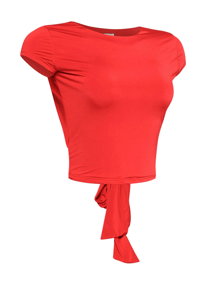 Open and tied back cap sleeve top - Muvin 