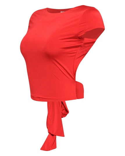 Open and tied back cap sleeve top - Muvin 