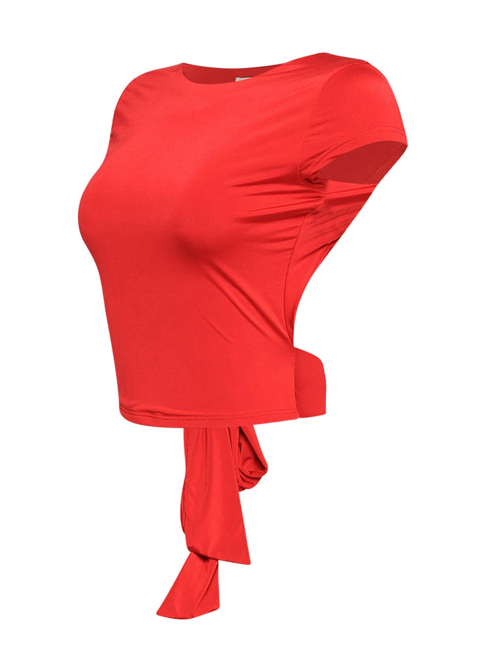 Open and tied back cap sleeve top - Muvin 
