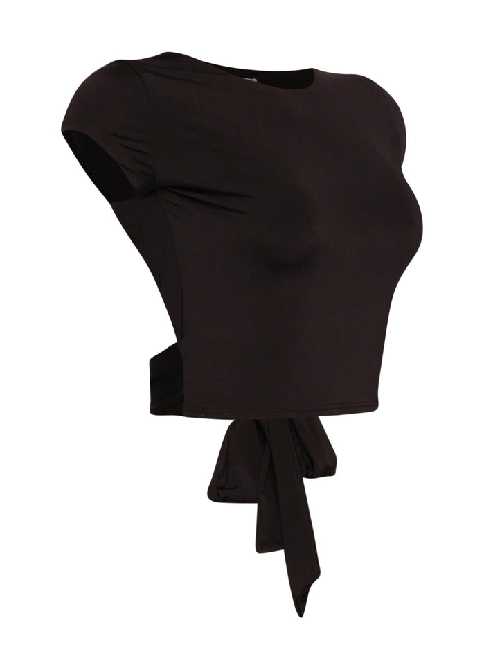 Open and tied back cap sleeve top - Muvin 
