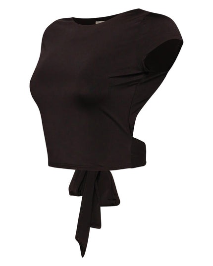 Open and tied back cap sleeve top - Muvin 