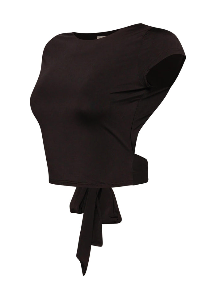 Open and tied back cap sleeve top - Muvin 
